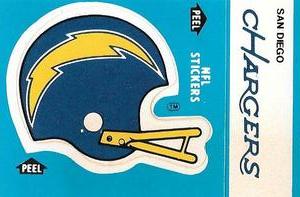 1985 Fleer Team Action - Stickers #NNO San Diego Chargers Helmet Front