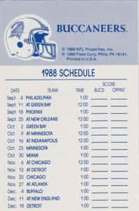 1988 Fleer Team Action - Stickers #NNO Tampa Bay Buccaneers Helmet Back