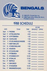 1988 Fleer Team Action - Stickers #NNO Cincinnati Bengals Helmet Back