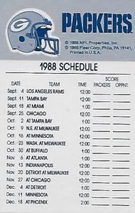 1988 Fleer Team Action - Stickers #NNO Green Bay Packers Helmet Back