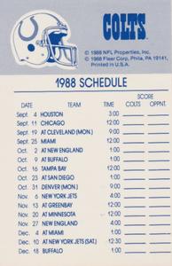 1988 Fleer Team Action - Stickers #NNO Indianapolis Colts Helmet Back