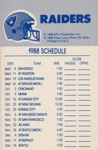 1988 Fleer Team Action - Stickers #NNO Los Angeles Raiders Helmet Back