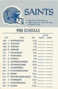 1988 Fleer Team Action - Stickers #NNO New Orleans Saints Helmet Back
