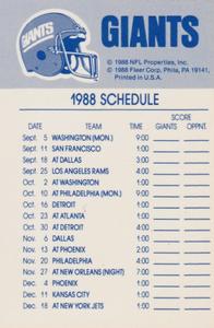 1988 Fleer Team Action - Stickers #NNO New York Giants Helmet Back