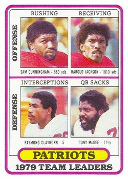 1980 Topps - Team Checklists #188 Sam Cunningham / Harold Jackson / Raymond Clayborn / Tony McGee Front