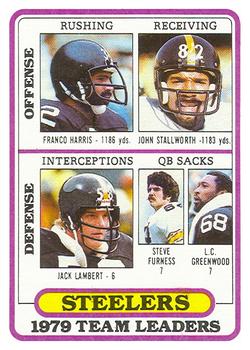 1980 Topps - Team Checklists #319 Franco Harris / John Stallworth / Jack Lambert / Steve Furness / L.C. Greenwood Front