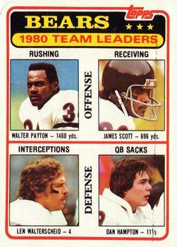 1981 Topps - Team Checklists #264 Walter Payton / James Scott / Len Walterscheid / Dan Hampton Front