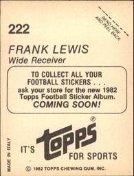 1982 Topps - Coming Soon Stickers #222 Frank Lewis Back