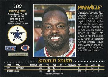 1993 Pinnacle #100 Emmitt Smith Back