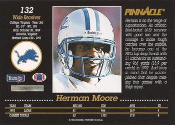 1993 Pinnacle #132 Herman Moore Back