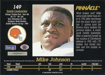 1993 Pinnacle #149 Mike Johnson Back