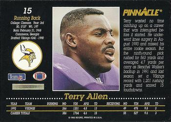 1993 Pinnacle #15 Terry Allen Back
