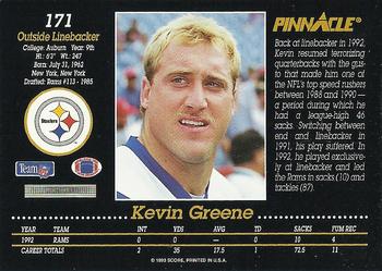 1993 Pinnacle #171 Kevin Greene Back