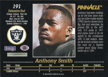 1993 Pinnacle #191 Anthony Smith Back