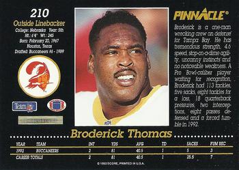 1993 Pinnacle #210 Broderick Thomas Back