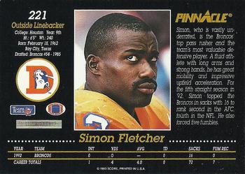 1993 Pinnacle #221 Simon Fletcher Back