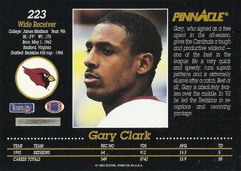 1993 Pinnacle #223 Gary Clark Back