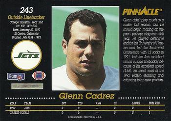 1993 Pinnacle #243 Glenn Cadrez Back