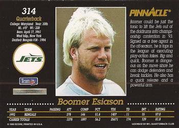 1993 Pinnacle #314 Boomer Esiason Back
