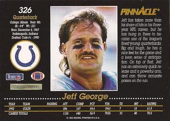 1993 Pinnacle #326 Jeff George Back