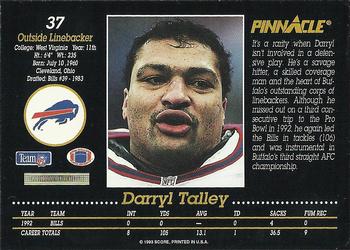 1993 Pinnacle #37 Darryl Talley Back