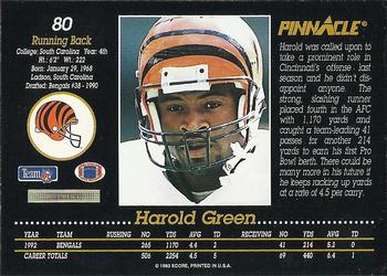 1993 Pinnacle #80 Harold Green Back