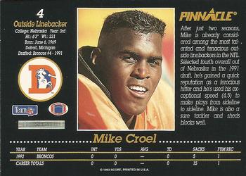 1993 Pinnacle #4 Mike Croel Back