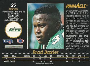 1993 Pinnacle #25 Brad Baxter Back