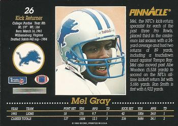 1993 Pinnacle #26 Mel Gray Back
