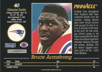 1993 Pinnacle #40 Bruce Armstrong Back