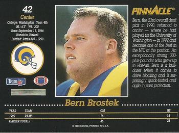 1993 Pinnacle #42 Bern Brostek Back