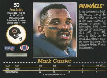 1993 Pinnacle #50 Mark Carrier Back