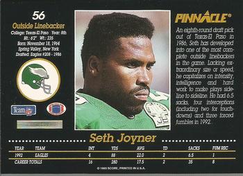 1993 Pinnacle #56 Seth Joyner Back