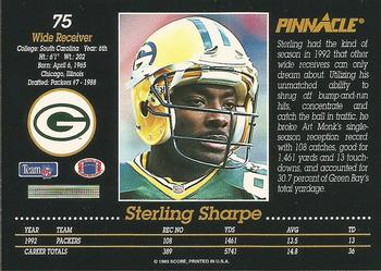 1993 Pinnacle #75 Sterling Sharpe Back