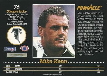 1993 Pinnacle #76 Mike Kenn Back