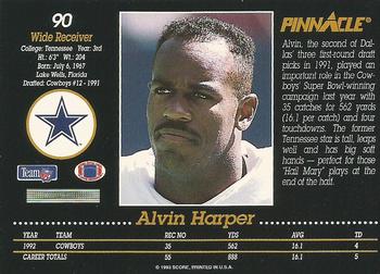 1993 Pinnacle #90 Alvin Harper Back