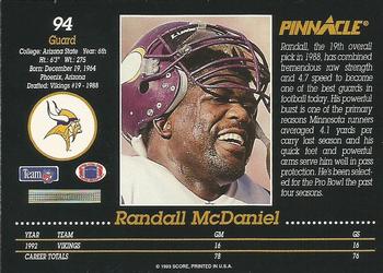 1993 Pinnacle #94 Randall McDaniel Back