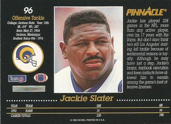 1993 Pinnacle #96 Jackie Slater Back
