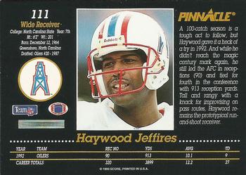 1993 Pinnacle #111 Haywood Jeffires Back