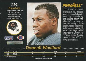 1993 Pinnacle #114 Donnell Woolford Back