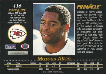 1993 Pinnacle #116 Marcus Allen Back