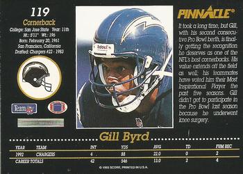 1993 Pinnacle #119 Gill Byrd Back