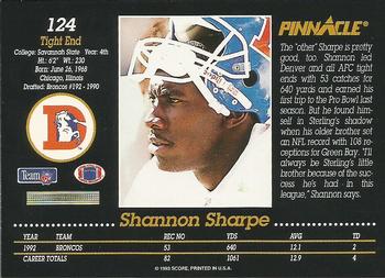 1993 Pinnacle #124 Shannon Sharpe Back