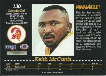 1993 Pinnacle #130 Keith McCants Back