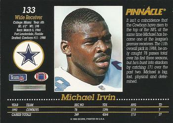 1993 Pinnacle #133 Michael Irvin Back