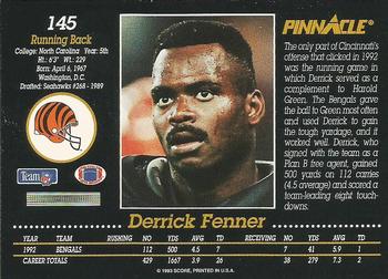 1993 Pinnacle #145 Derrick Fenner Back
