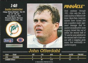 1993 Pinnacle #148 John Offerdahl Back