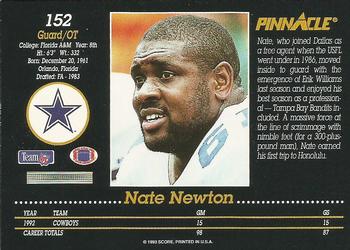 1993 Pinnacle #152 Nate Newton Back