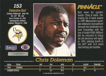1993 Pinnacle #153 Chris Doleman Back