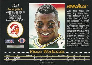 1993 Pinnacle #158 Vince Workman Back